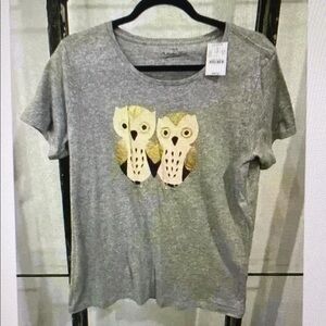 Gray Owl Print Women's T-Shirt